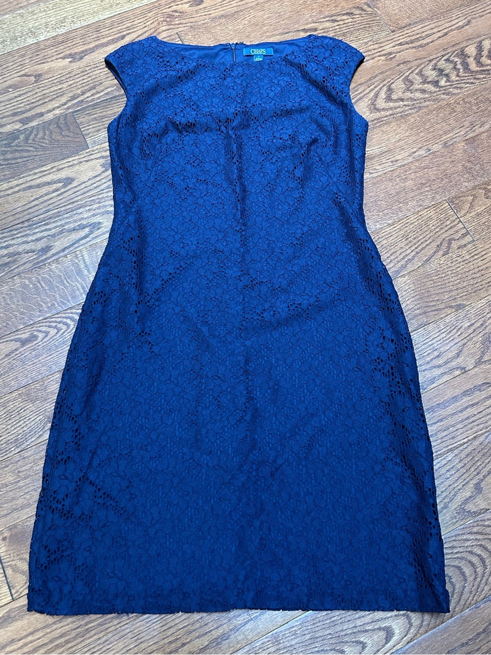 Chaps Dark Blue Lace Midi Dress Size 6